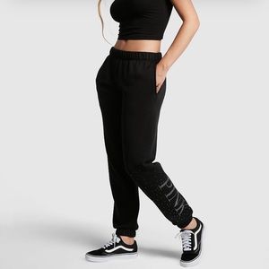 pink VS | sweatpants with silver rhinestones